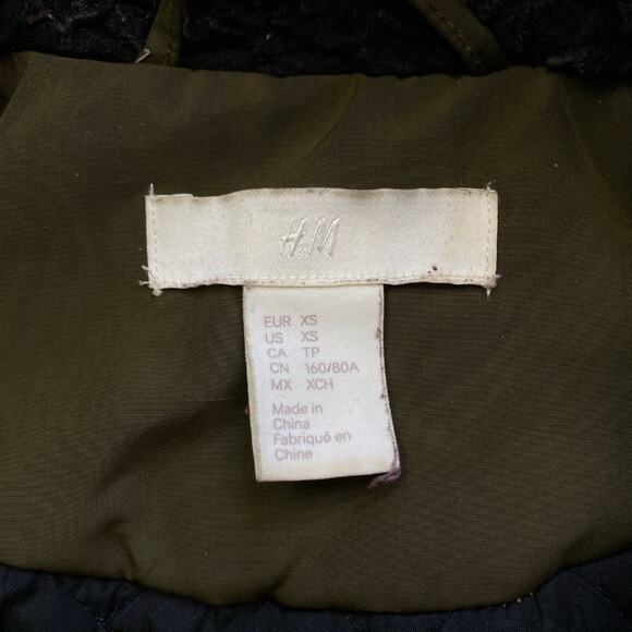 H&M Padded Parka Jacket Green Women's XS - Picture 6 of 6